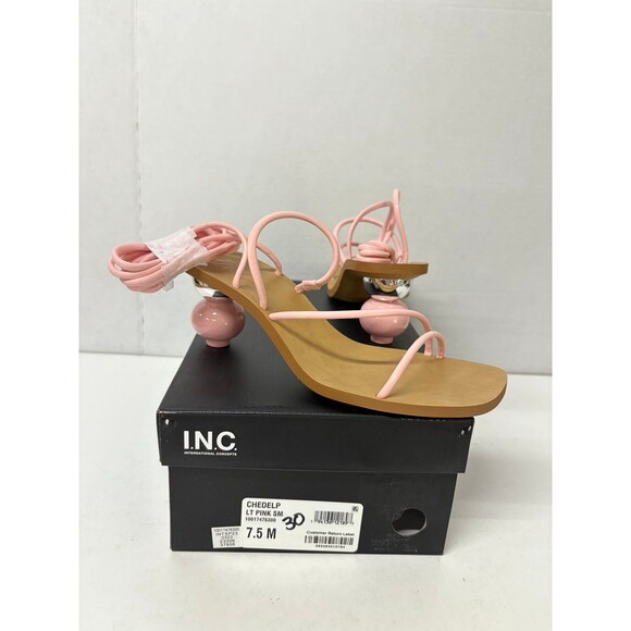 INC Women's Chedel Light Pink Lace-Up Ankle-Tie Sandals Heels Size 6.5M - Picture 1 of 7